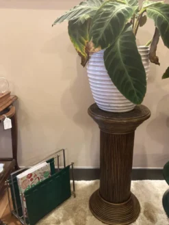 Pédestal à plantes en rotin vintage