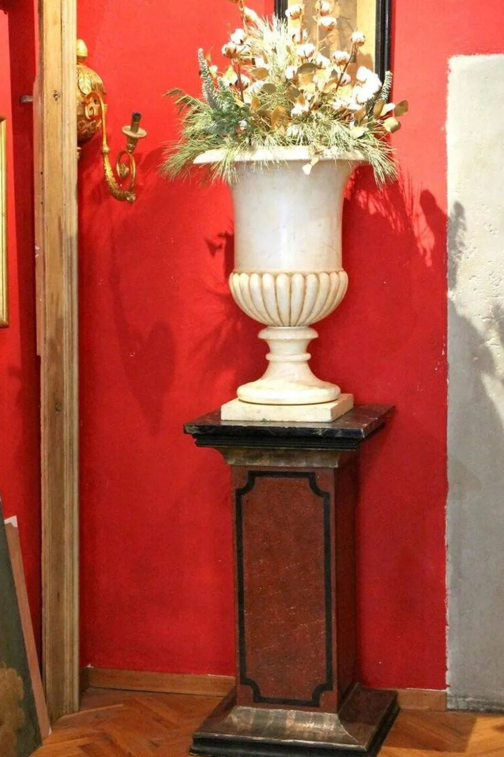 Pédestaux ou colonnes architecturaux en laque faux marbre italien du 19ème siècle, ensemble de 2