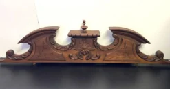 Pédiment Architectural Français Fronton Corniche Bois Massif Sculpté