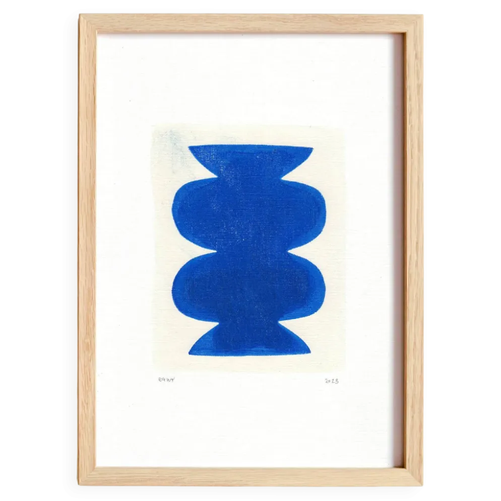 peinture abstraite bleue signée Eawy