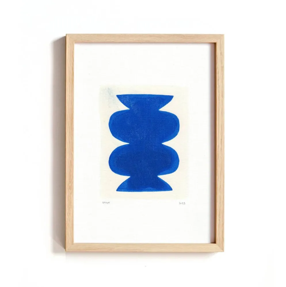 peinture abstraite bleue signée Eawy