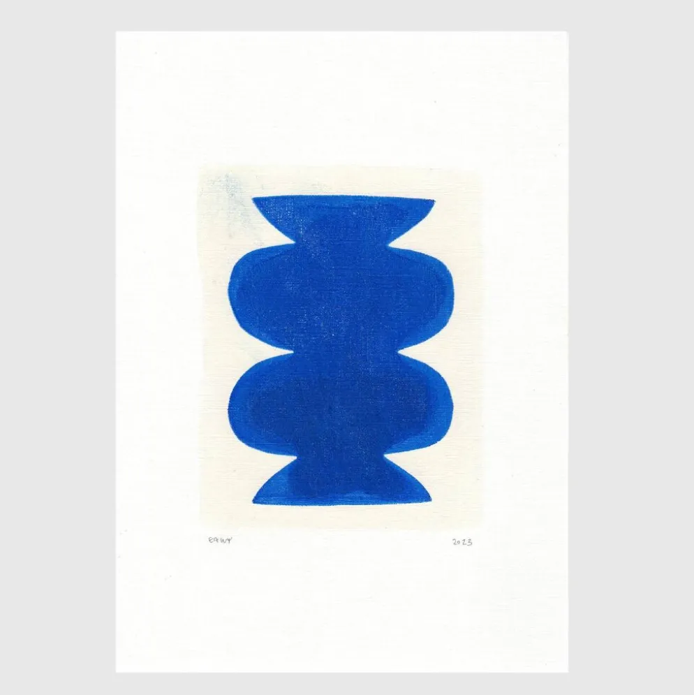 peinture abstraite bleue signée Eawy