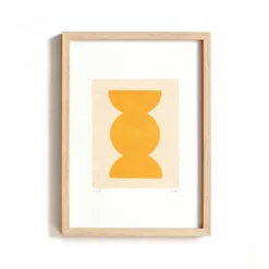 Peinture abstraite jaune signé eawy