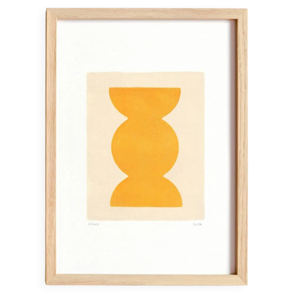 Peinture abstraite jaune signé eawy