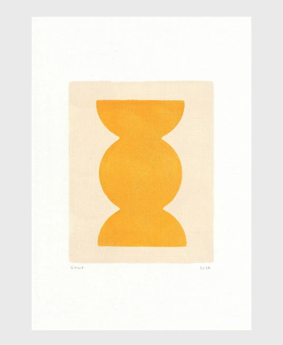 Peinture abstraite jaune signé eawy