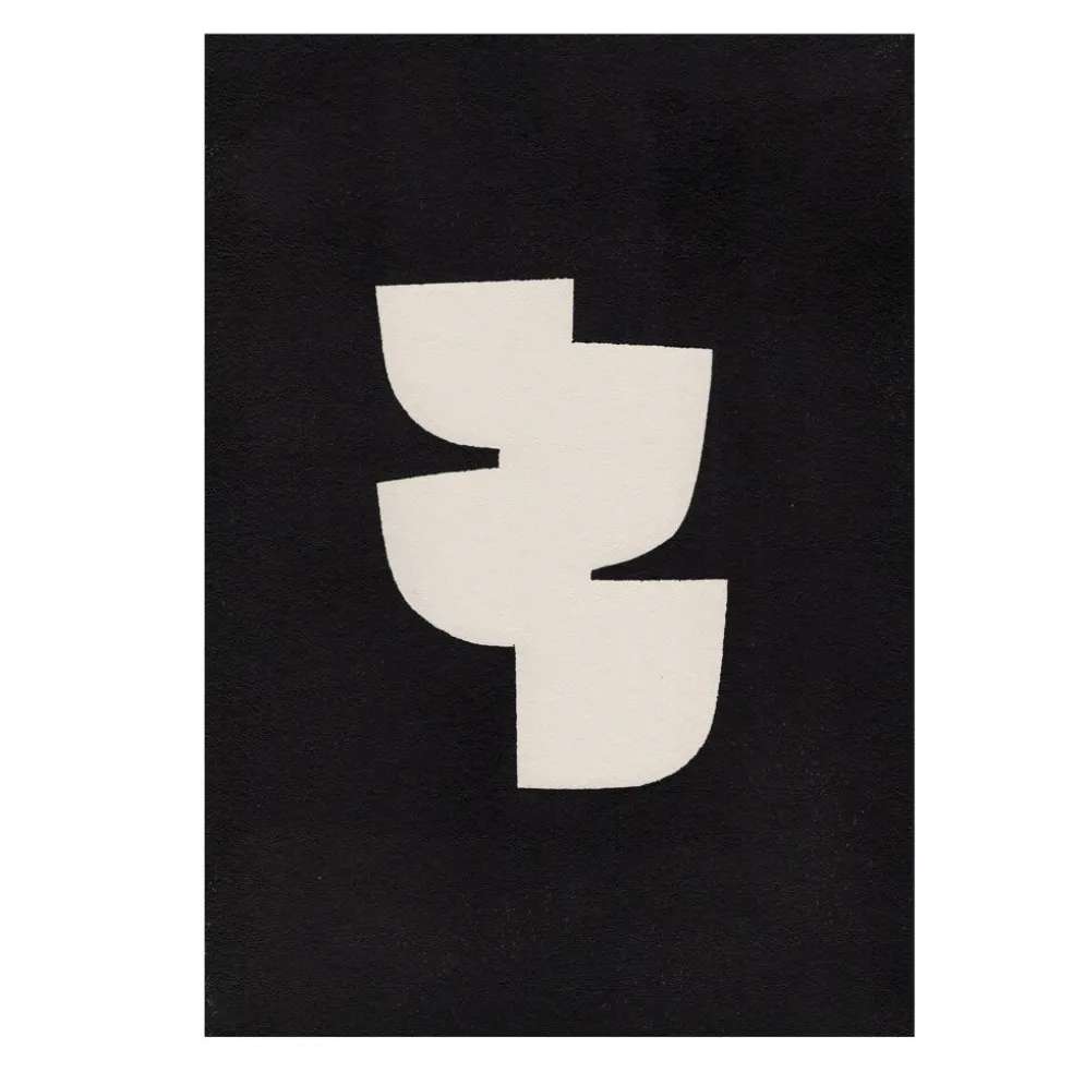 Peinture abstraite noire minimaliste sur papier signée Eawy