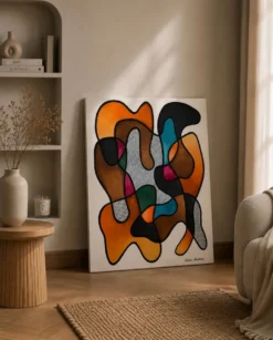 Peinture abstraite originale 83x60cm signée sans cadre.