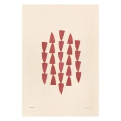 Peinture abstraite sur papier illustration rouge foncé signée Eawy