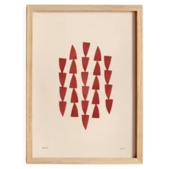 Peinture abstraite sur papier illustration rouge foncé signée Eawy