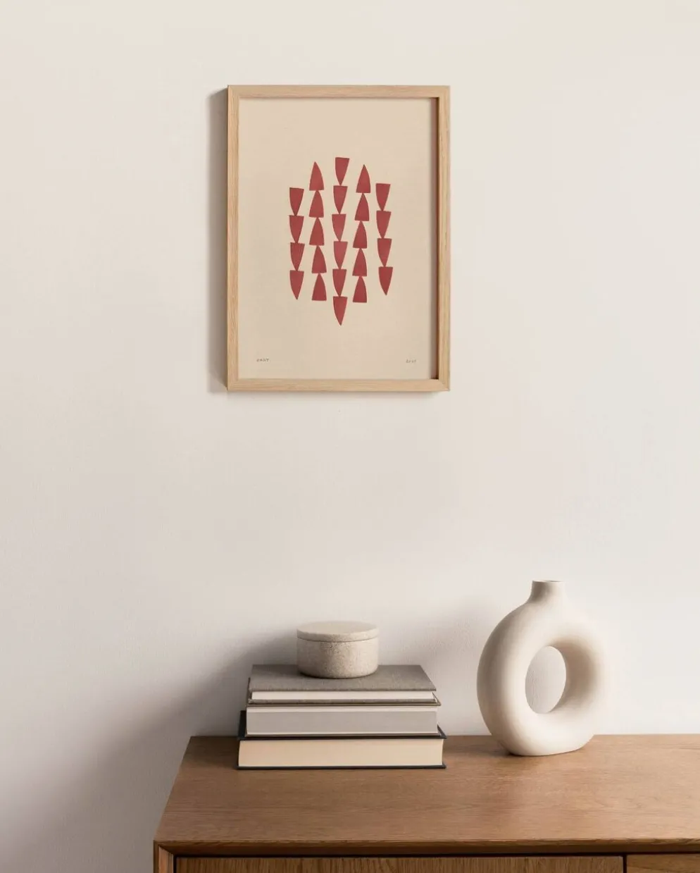 Peinture abstraite sur papier illustration rouge foncé signée Eawy