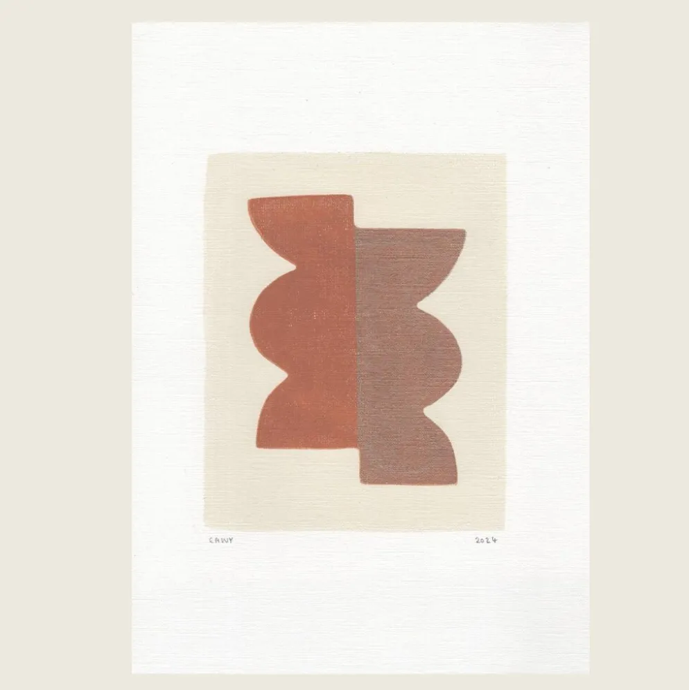 Peinture abstraite sur papier signée Eawy