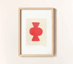 Peinture abstraite sur papier col.rouge primaire signée Eawy