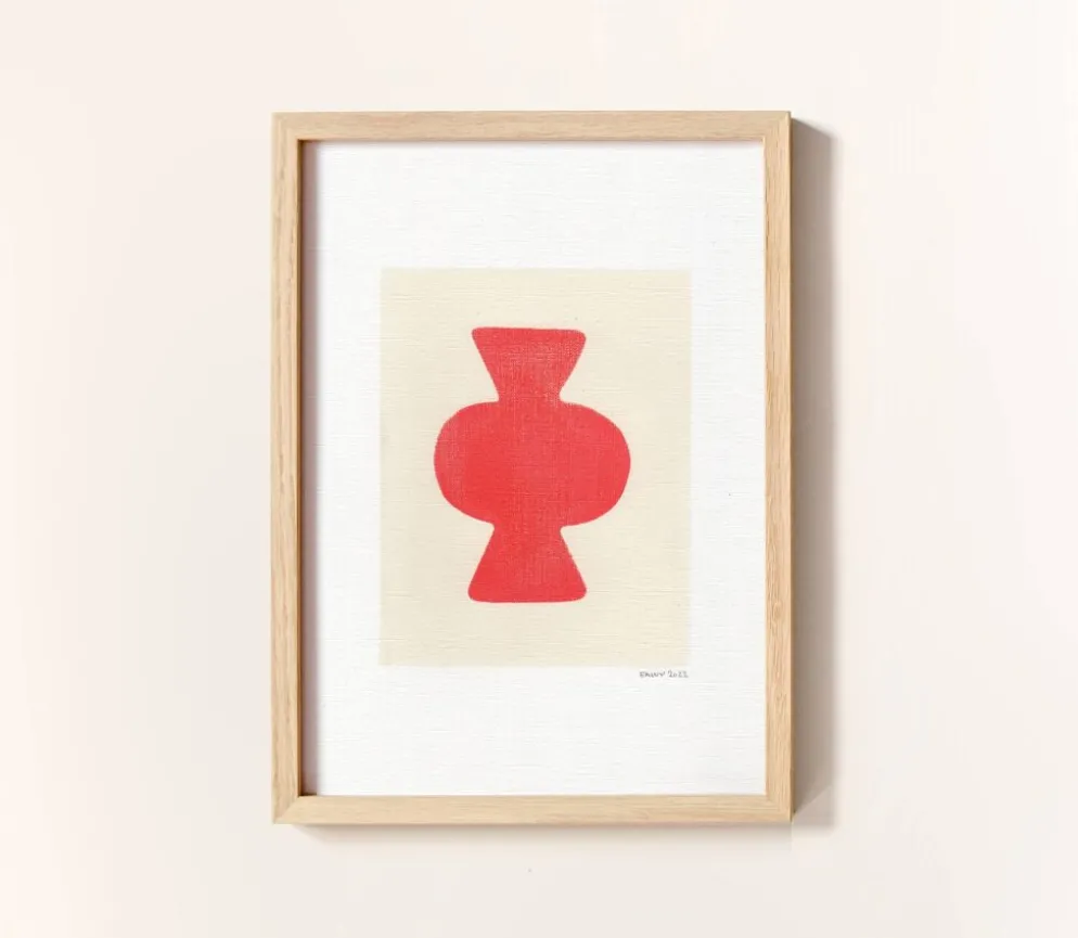 Peinture abstraite sur papier col.rouge primaire signée Eawy
