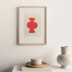 Peinture abstraite sur papier col.rouge primaire signée Eawy