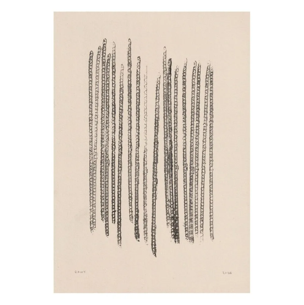 Peinture abstraite sur papier signée Eawy