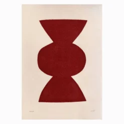 Peinture abstraite sur papier illustration rouge foncé signée Eawy