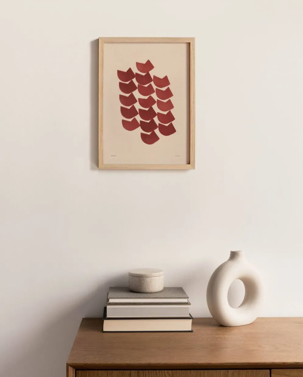 Peinture abstraite sur papier illustration rouge foncé signée Eawy