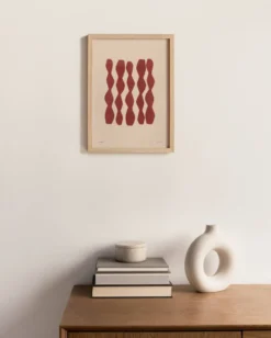 Peinture abstraite sur papier illustration rouge foncé signée Eawy