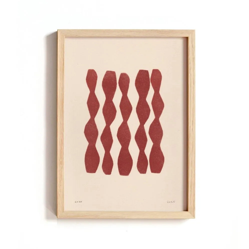 Peinture abstraite sur papier illustration rouge foncé signée Eawy
