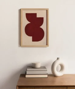 Peinture abstraite sur papier illustration rouge foncé signée Eawy