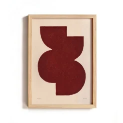 Peinture abstraite sur papier illustration rouge foncé signée Eawy
