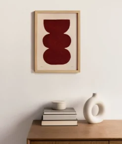 Peinture abstraite sur papier illustration rouge foncé signée Eawy