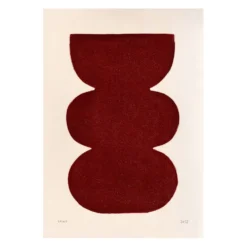 Peinture abstraite sur papier illustration rouge foncé signée Eawy