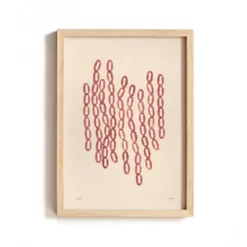 Peinture abstraite sur papier illustration rouge foncé signée Eawy