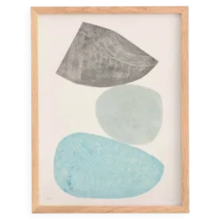 Peinture abstraite sur papier - illustration galets signée eawy