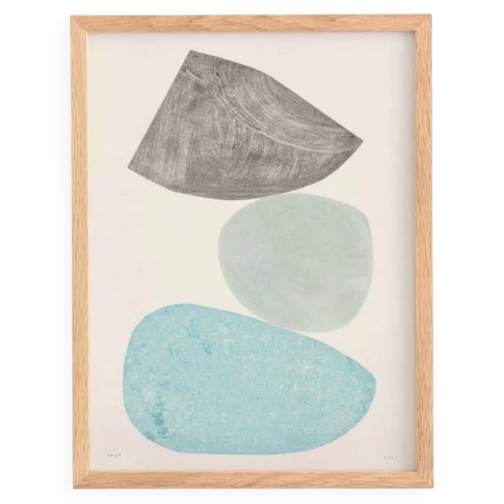Peinture abstraite sur papier - illustration galets signée eawy