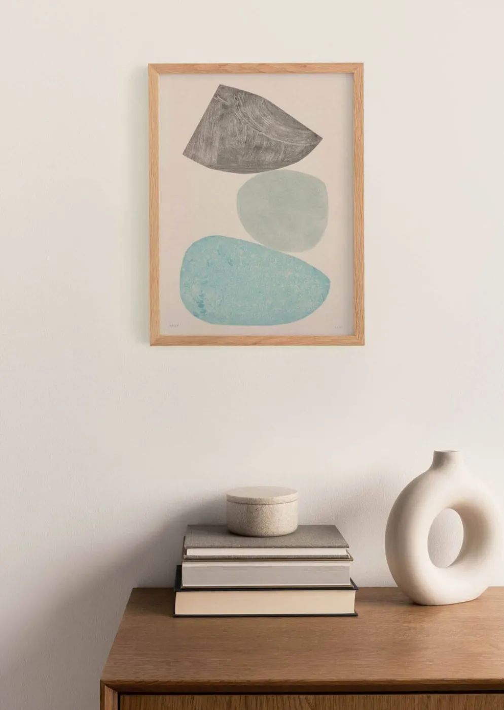 Peinture abstraite sur papier - illustration galets signée eawy