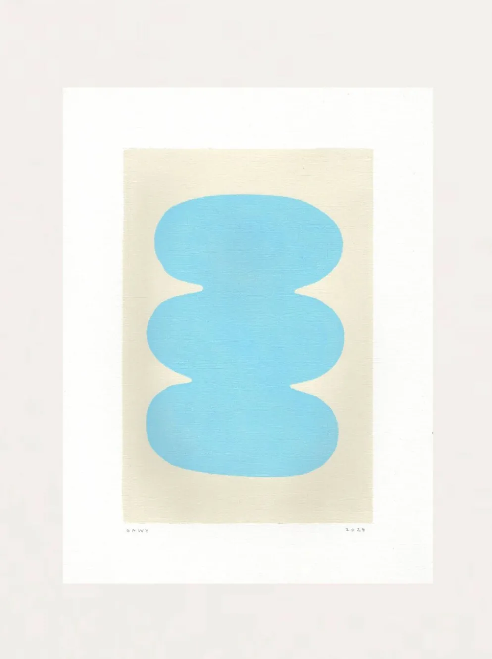 Peinture abstraite sur papier - illustration bleu clair signée eawy