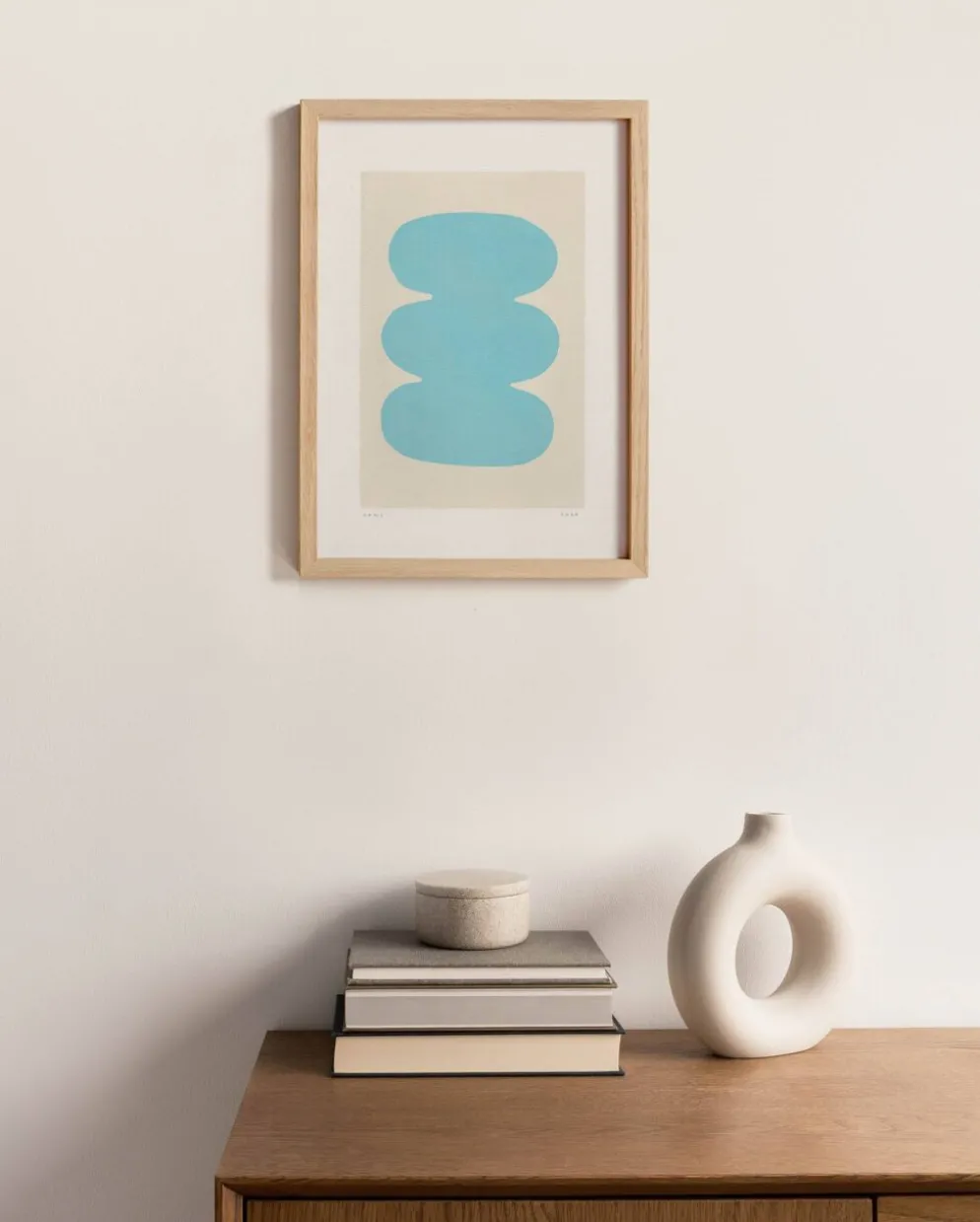 Peinture abstraite sur papier - illustration bleu clair signée eawy