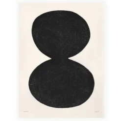 Peinture abstraite sur papier - illustration noire signée eawy