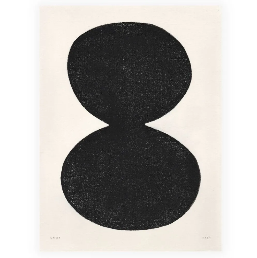 Peinture abstraite sur papier - illustration noire signée eawy
