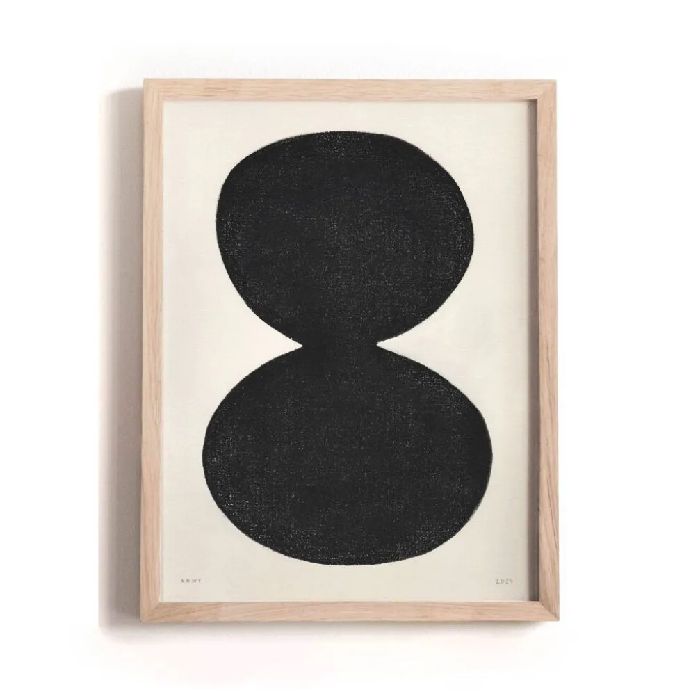 Peinture abstraite sur papier - illustration noire signée eawy