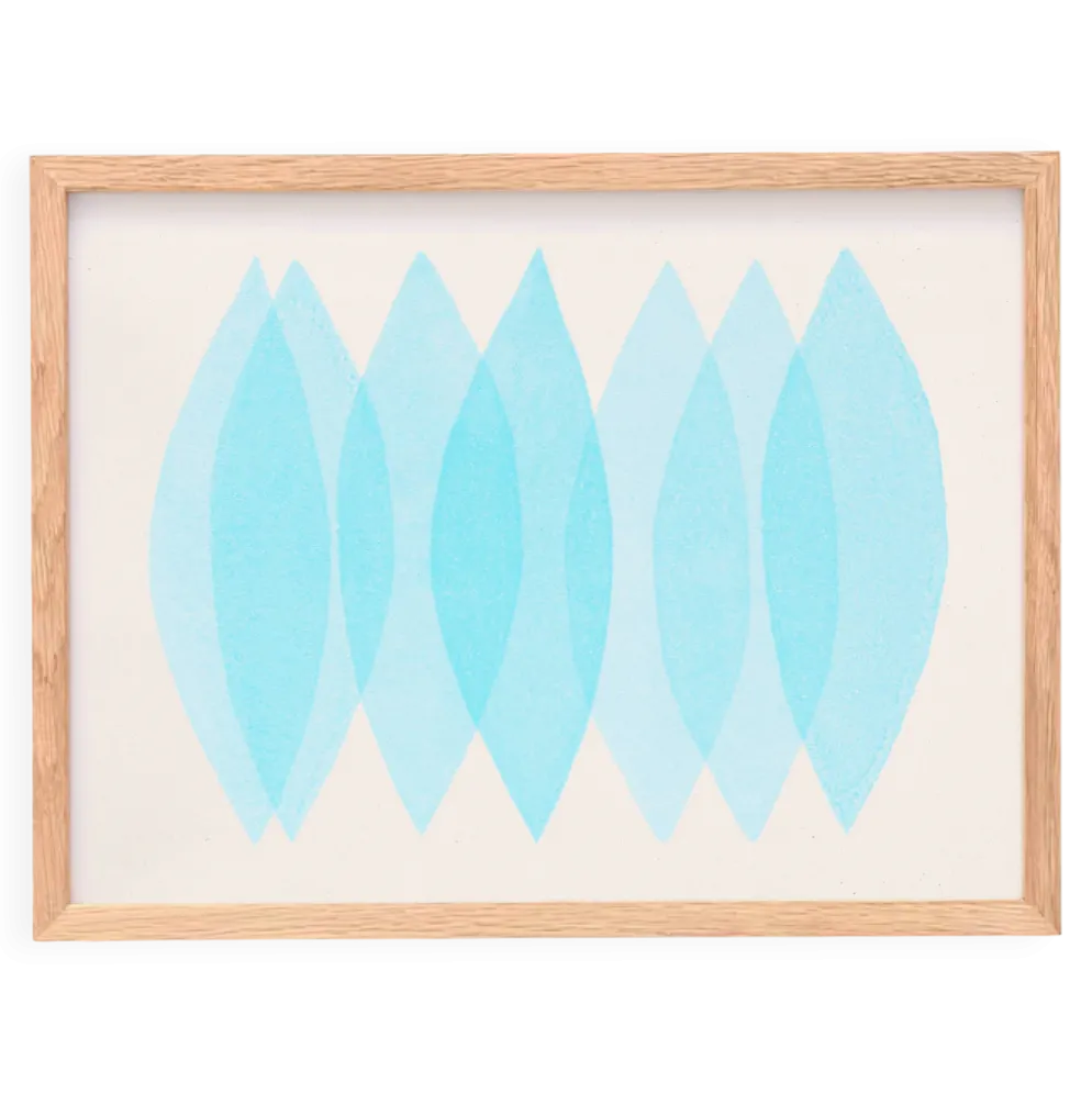 Peinture abstraite 30x40cm illustration bleu glacier signée eawy