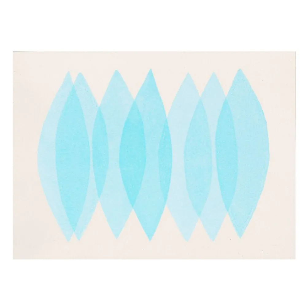 Peinture abstraite 30x40cm illustration bleu glacier signée eawy
