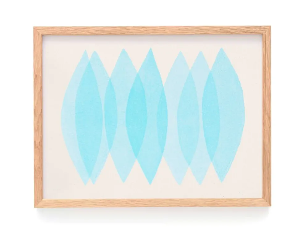 Peinture abstraite 30x40cm illustration bleu glacier signée eawy