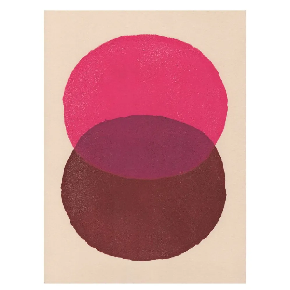 Peinture abstraite 30x40 illustration rose et marron signée Eawy