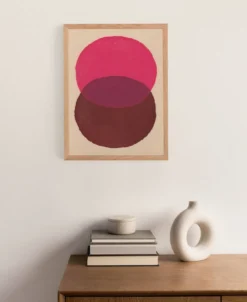 Peinture abstraite 30x40 illustration rose et marron signée Eawy