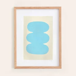 Peinture abstraite 30x40 illustration bleu clair signée Eawy