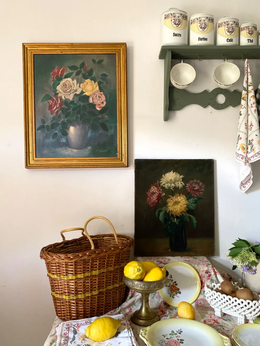 Peinture Ancienne Huile sur Toile Fin XIXe – Nature Morte aux Chrysant