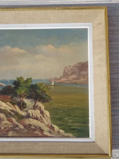 Peinture ancienne, paysage Calanques de Cassis, signée Alberti