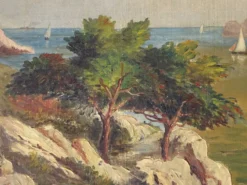 Peinture ancienne, paysage Calanques de Cassis, signée Alberti