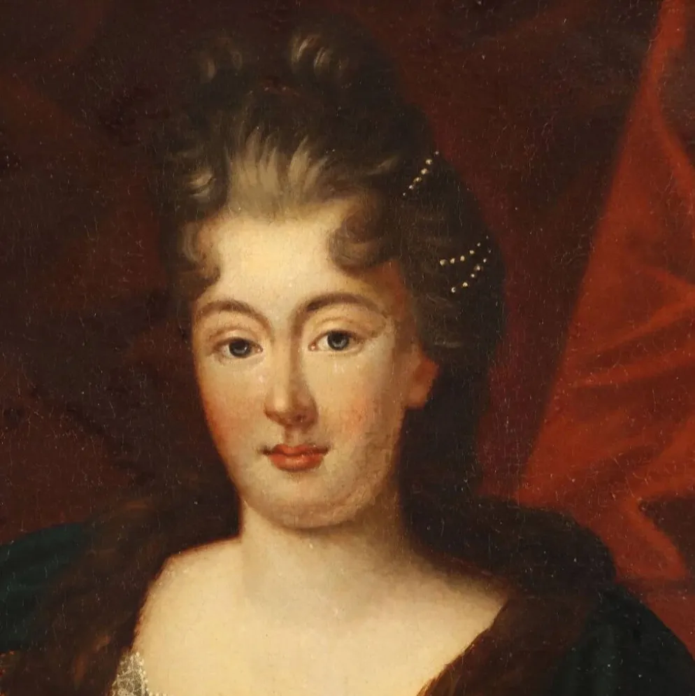 Peinture ancienne, portrait d’une noble dame, XVIIIe siècle