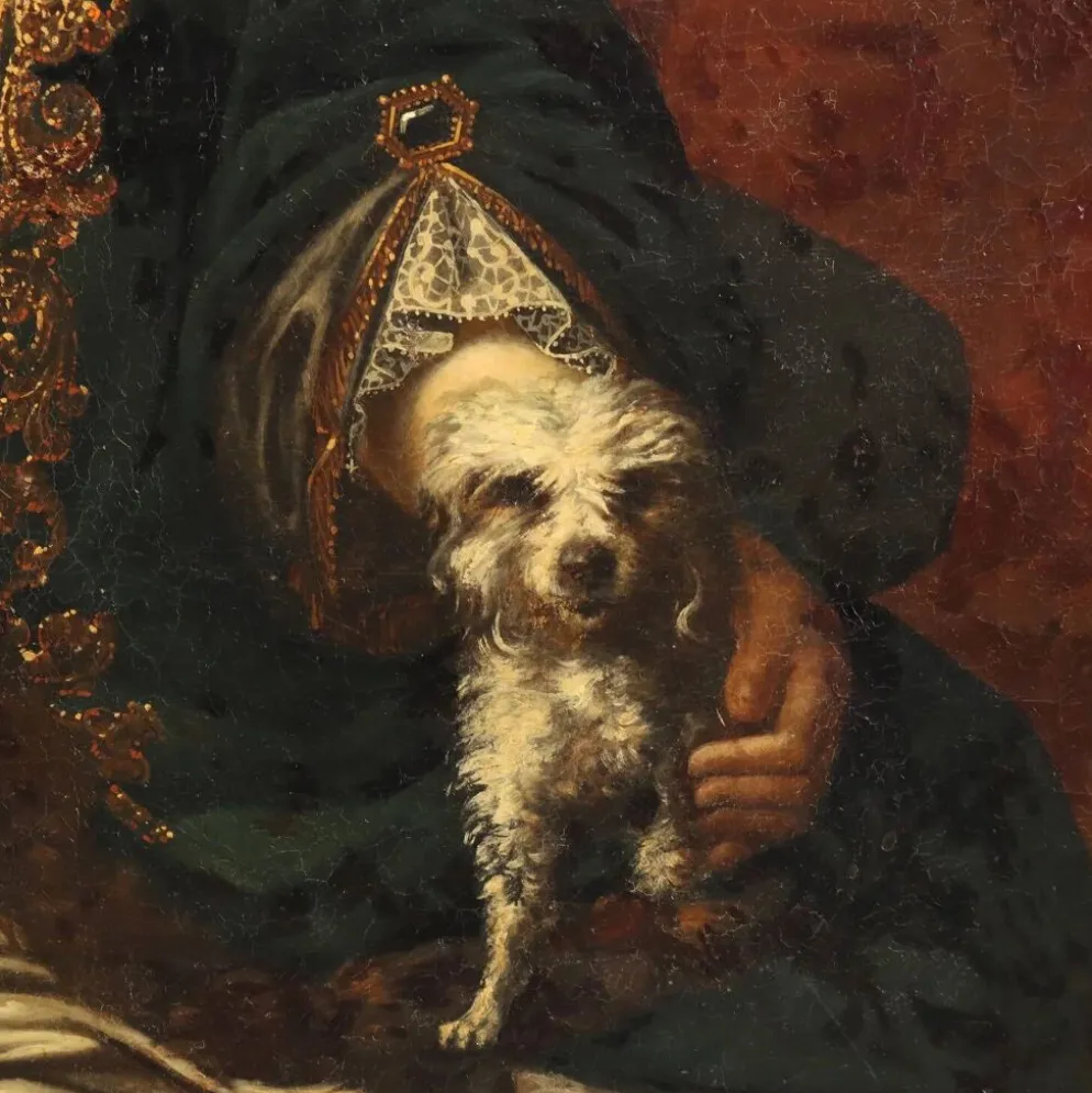 Peinture ancienne, portrait d’une noble dame, XVIIIe siècle