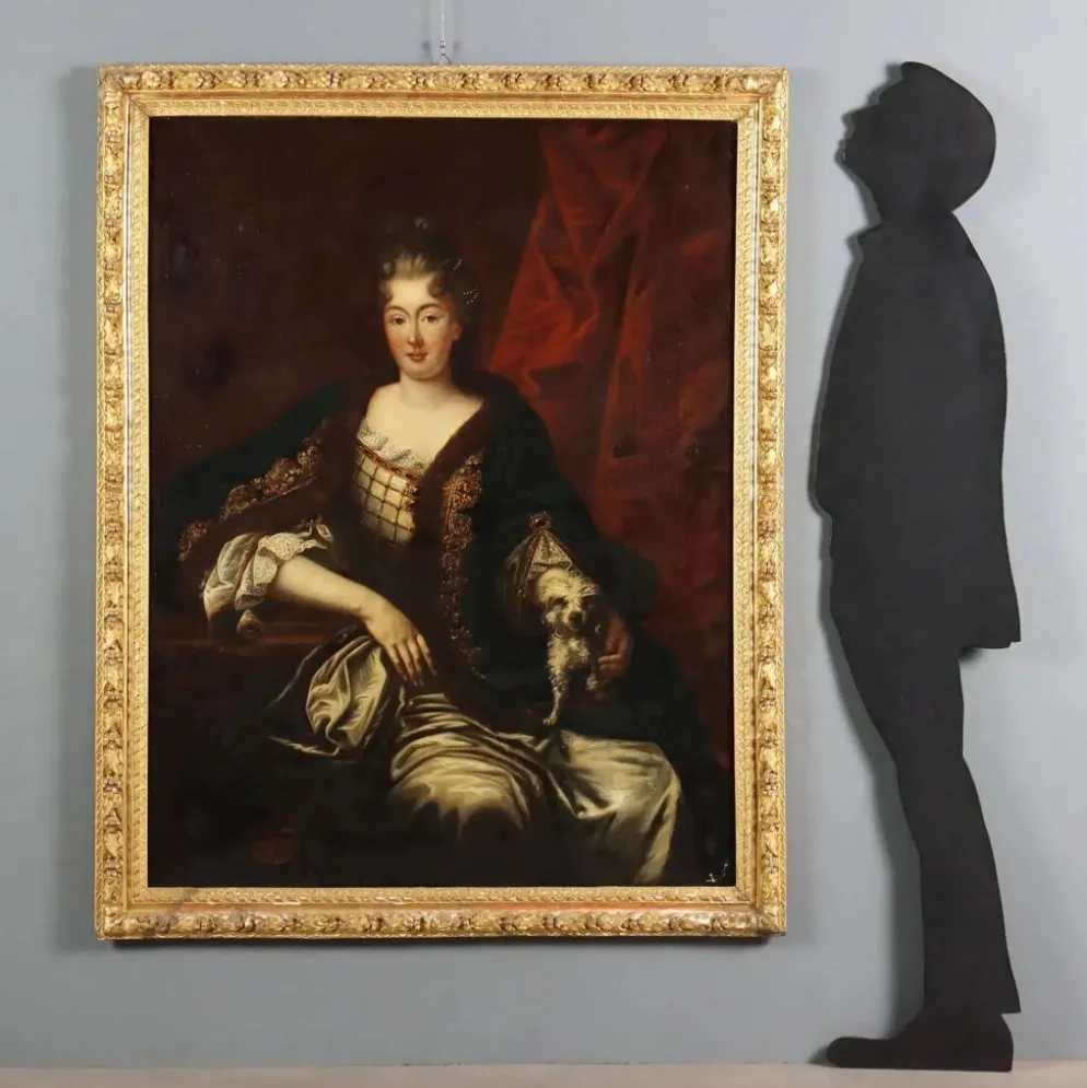 Peinture ancienne, portrait d’une noble dame, XVIIIe siècle