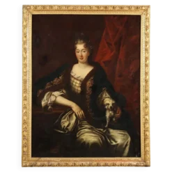 Peinture ancienne, portrait d’une noble dame, XVIIIe siècle