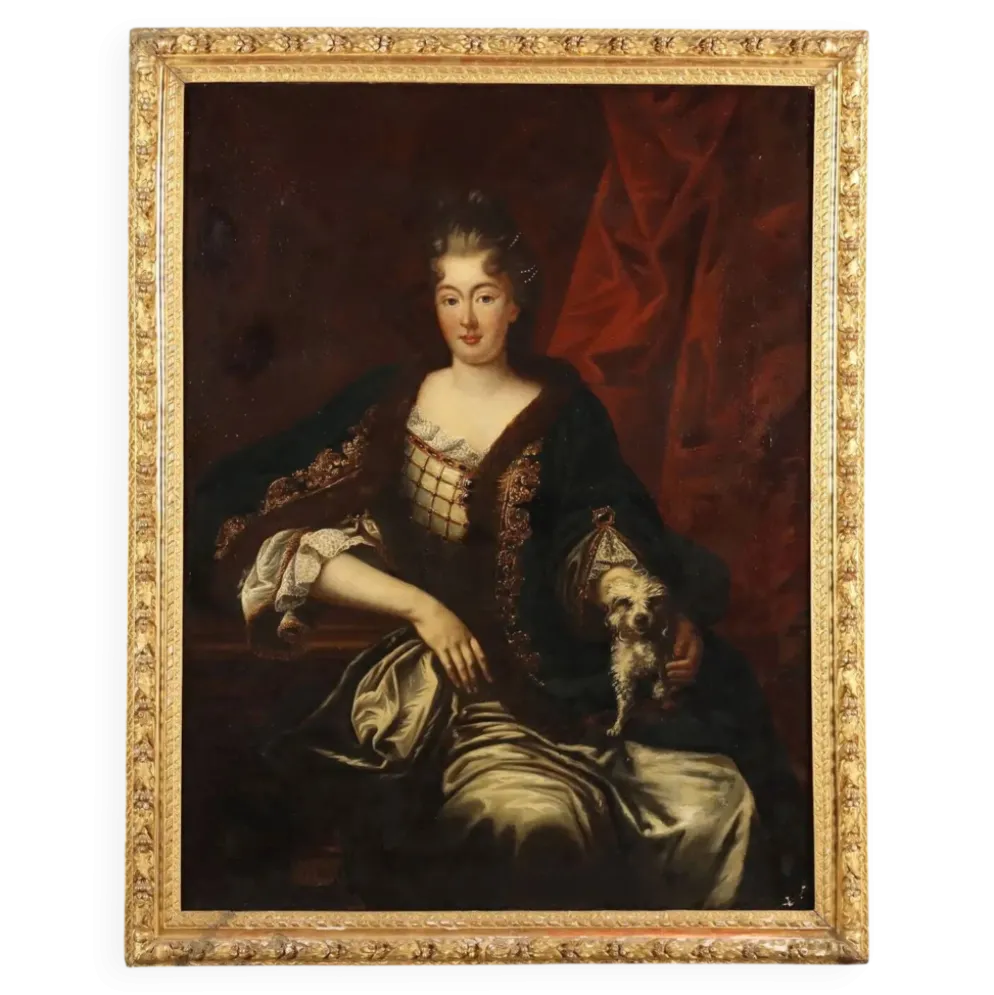 Peinture ancienne, portrait d’une noble dame, XVIIIe siècle